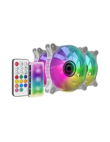 Pack de 3 ventiladores Mars Gaming MF-3DKIT con mando Blanco 120mm