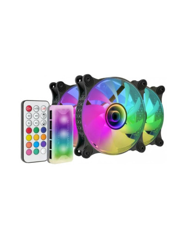Pack de 3 ventiladores Mars Gaming MF-3DKIT con mando 120mm