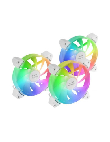 Pack de 3 ventiladores caja Mars Gaming MF-3A Blanco 120mm