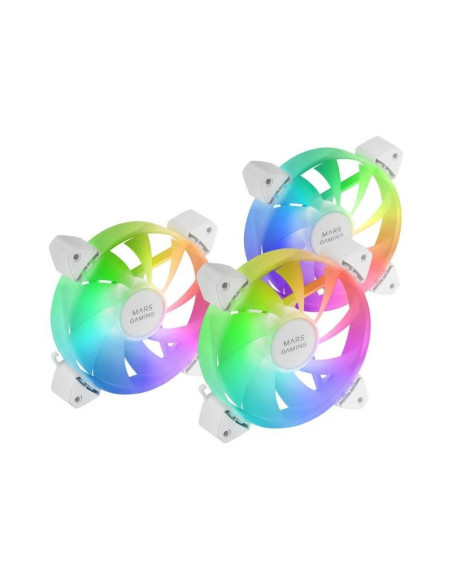 Pack de 3 ventiladores caja Mars Gaming MF-3A Blanco 120mm