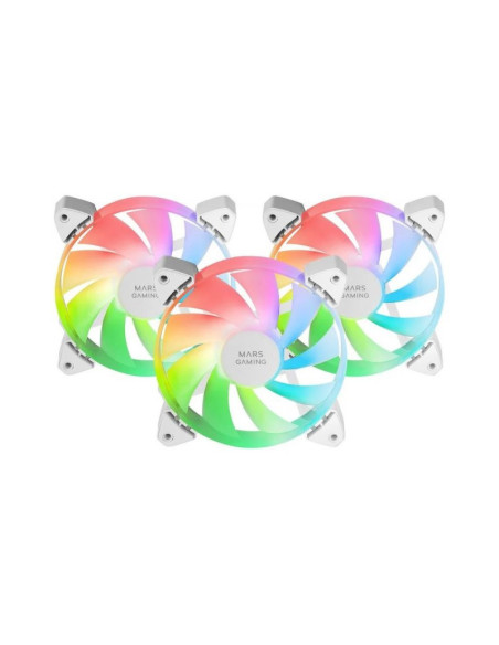 Pack de 3 ventiladores caja Mars Gaming MF-3A Blanco 120mm