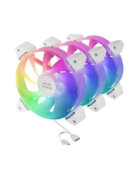 Pack de 3 ventiladores caja Mars Gaming MF-3A Blanco 120mm