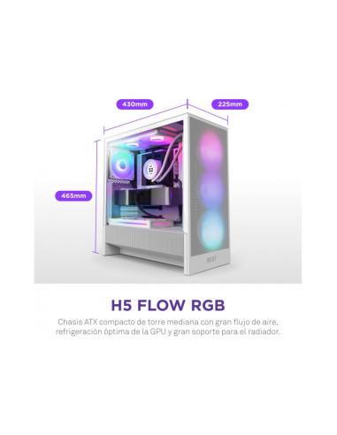 NZXT H5 Flow RGB (2024) Blanca E-ATX Caja para PC