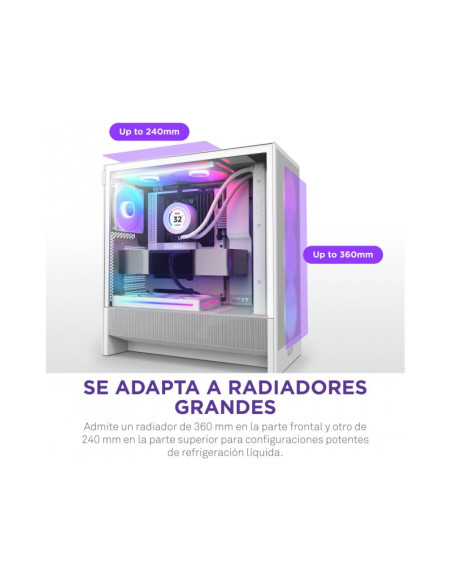 NZXT H5 Flow RGB (2024) Blanca E-ATX Caja para PC