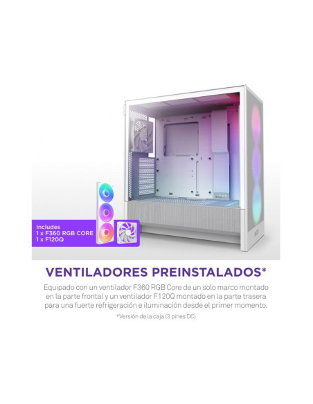 NZXT H5 Flow RGB (2024) Blanca E-ATX Caja para PC