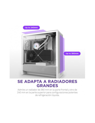NZXT H5 Flow (2024) Blanca e-ATX Caja para PC