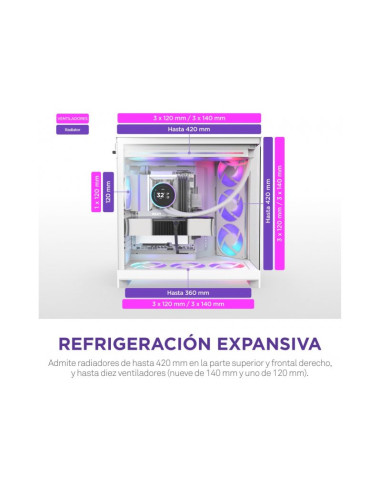 NZXT H9 Flow RGB+ Blanca (2025) ATX Caja para PC