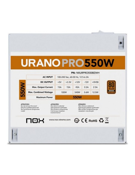 NOX Urano Pro 550W Blanca Fuente de alimentación 550W