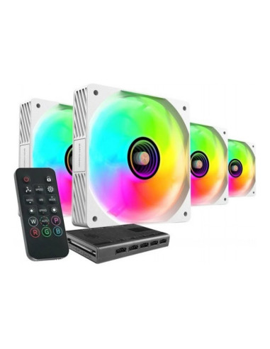 Mars Gaming MFSI4KIT aRGB Blanco 120mm Pack de 4 ventiladores PC
