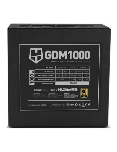 NOX Hummer GDM1000 ATX 3.1 (PCIe 5.1) Fuente de alimentacion 1000W