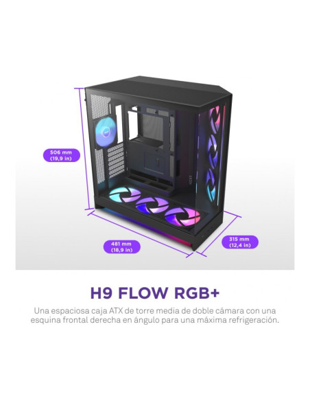 NZXT H9 Flow RGB+ (2025) ATX Caja para PC