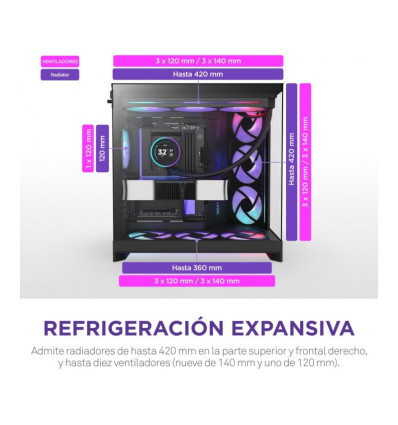 NZXT H9 Flow RGB+ (2025) ATX Caja para PC