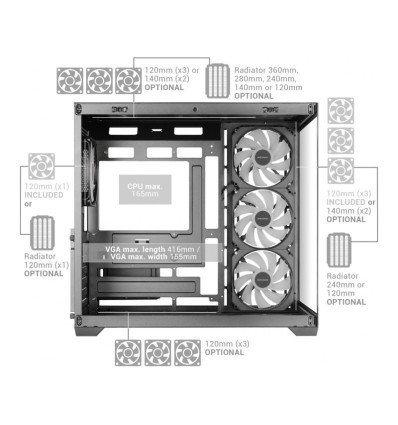 Mars Gaming MCV5 ARGB Blanca ATX Caja para PC