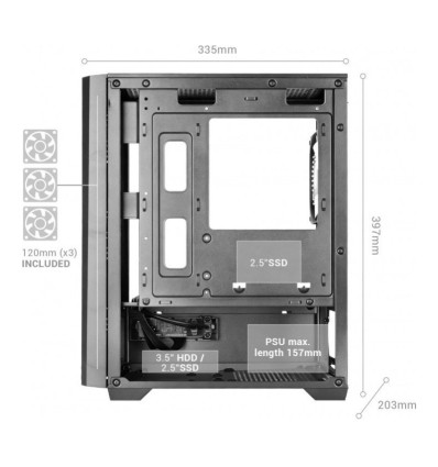 Mars Gaming MC-VECTOR ARGB Micro-ATX Caja para PC