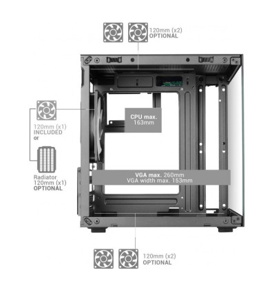 Mars Gaming MC-CUBE Blanca Micro-ATX Caja para PC