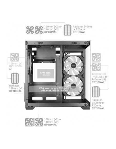 Mars Gaming MC-VIEW3 Blanca Micro-ATX Caja para PC