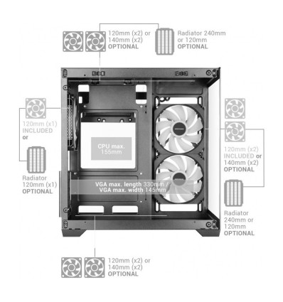 Mars Gaming MC-VIEW3 Micro-ATX Caja para PC