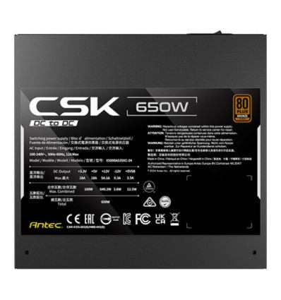 Antec CSK650 DC Fuente de alimentación 650W