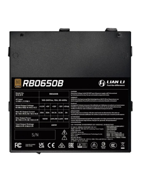 Lian Li RB 650W 80+ Bronze Black Fuente de alimentación 650W