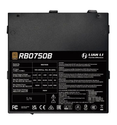 Lian Li RB 750W 80+ Bronze Black Fuente de alimentación 750W