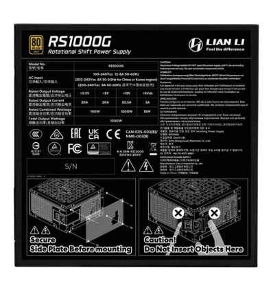 Lian Li RS 1000W 80+ Gold Hub Fuente de alimentación 1000W