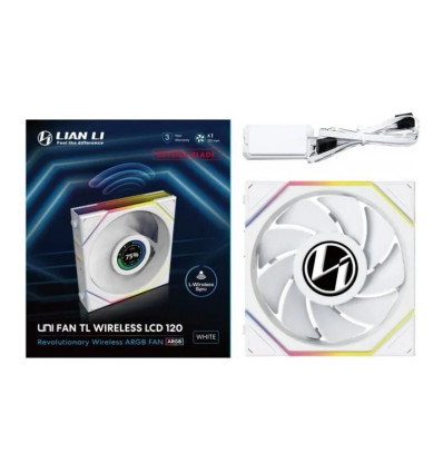 Lian Li UNI Fan TL Wireless aRGB LCD 120 Reverse Blanco 120mm Ventilador PC