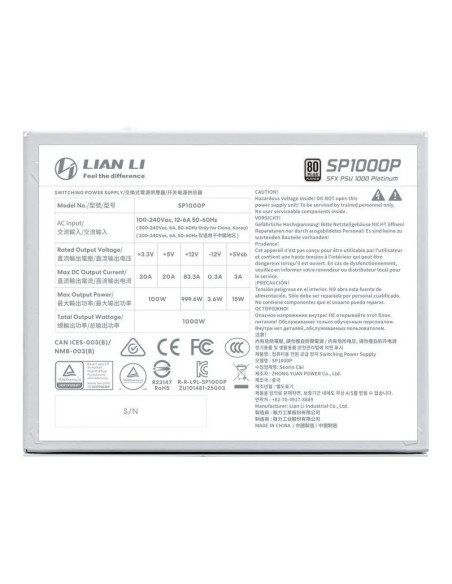 Lian Li SP 1000W 80+ Platinum White SFX Fuente de alimentación 1000W
