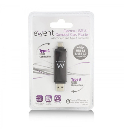 Lector de tarjetas Ewent 1075 USB 3.1 Tipo C Tipo A