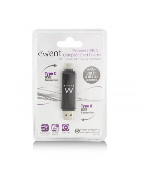 Lector de tarjetas Ewent 1075 USB 3.1 Tipo C Tipo A