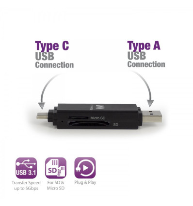 Lector de tarjetas Ewent 1075 USB 3.1 Tipo C Tipo A