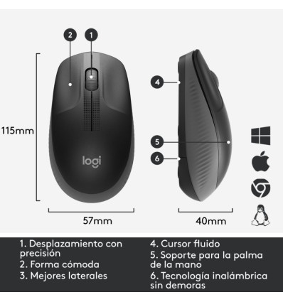 LOGITECH M190 Full Size Wireless Gris