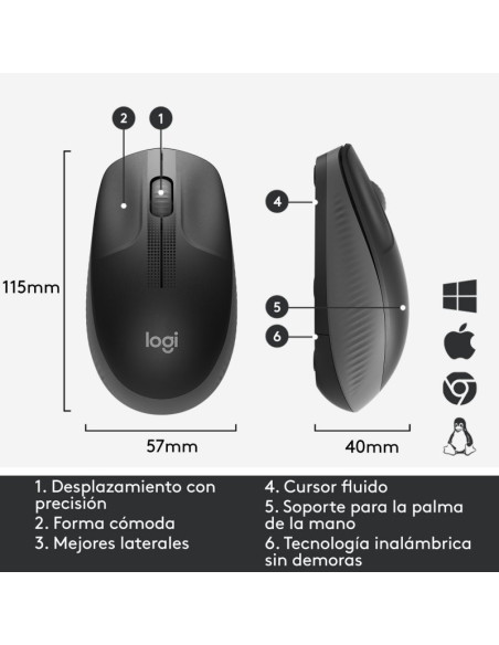 LOGITECH M190 Full Size Wireless Gris