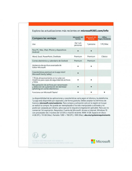 Software MICROSOFT Office 365 Personal 1 Usuario