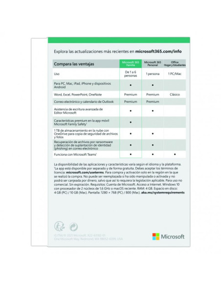 Microsoft Office 365 Familia Software