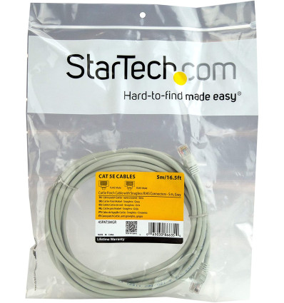 Cable de red STARTECH 5m Cat 5e Gris