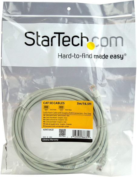 Cable de red STARTECH 5m Cat 5e Gris
