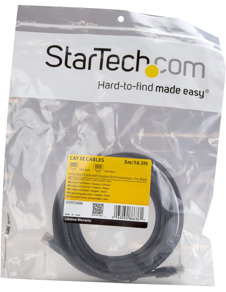 Cable de red STARTECH 5m Cat 5e Negro