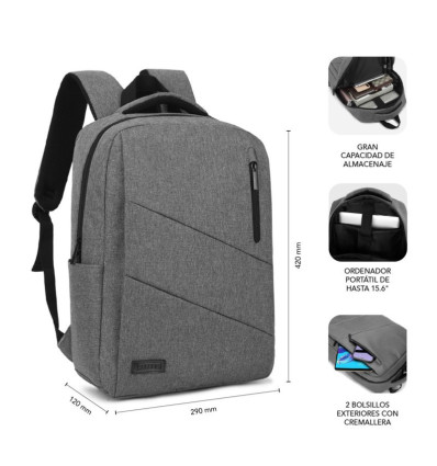 Mochila SUBBLIM City Backpack 15,6" Gris