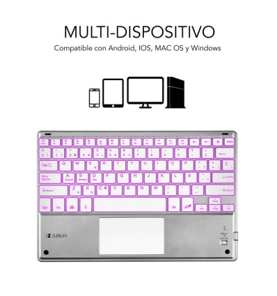 Teclado Bluetooth Subblim Smart Backlit Silver