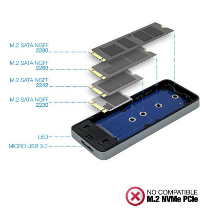 Caja Externa TOOQ TQE-2281G M.2 SATA