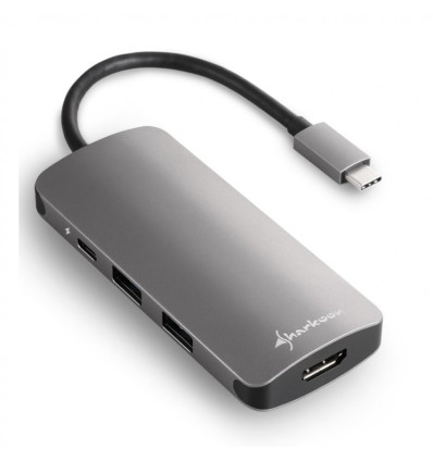HUB USB Sharkoon 3x3.0 Type C + HDMI Aluminio Gris Oscuro