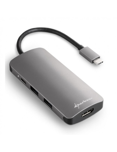 HUB USB Sharkoon 3x3.0 Type C + HDMI Aluminio Gris Oscuro