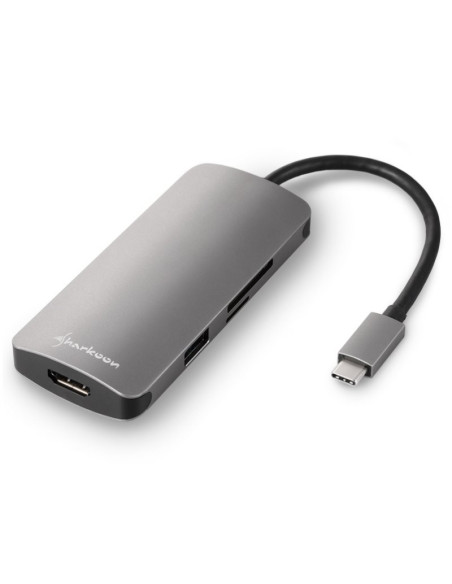 HUB USB Sharkoon 3x3.0 Type C + HDMI Aluminio Gris Oscuro