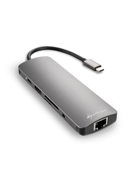HUB USB Sharkoon 3x3.0 Tipo C.RJ45 Lector Tarjetas HDMI Gris