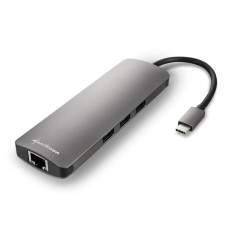 HUB USB Sharkoon 3x3.0 Tipo C.RJ45 Lector Tarjetas HDMI Gris