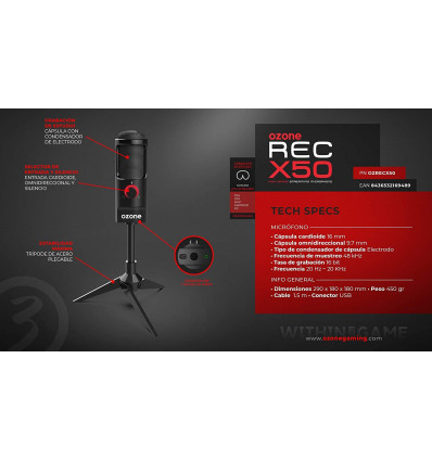 Ozone REC X50 Negro Micrófono Gaming