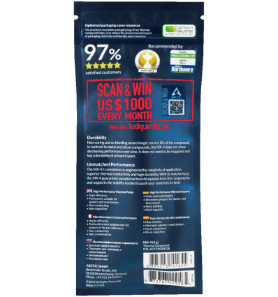 Pasta Térmica ARCTIC MX-4 (4g) EDICION 2019