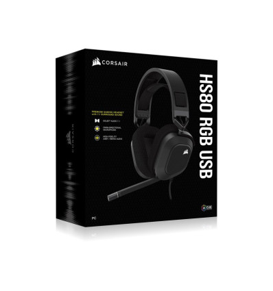 Corsair HS80 RGB USB Negro - Comprar Auriculares USB de Alta Fidelidad
