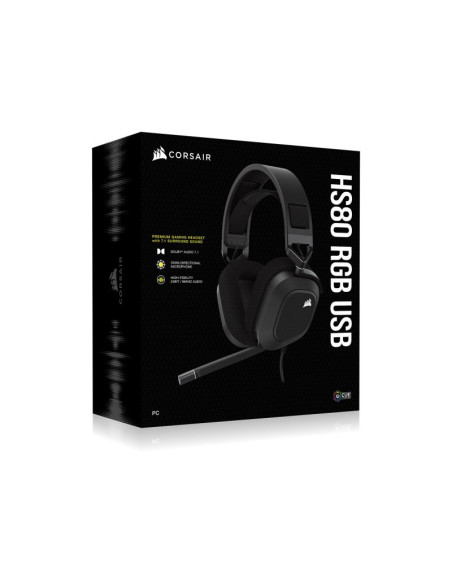 Corsair HS80 RGB USB Negro - Comprar Auriculares USB de Alta Fidelidad
