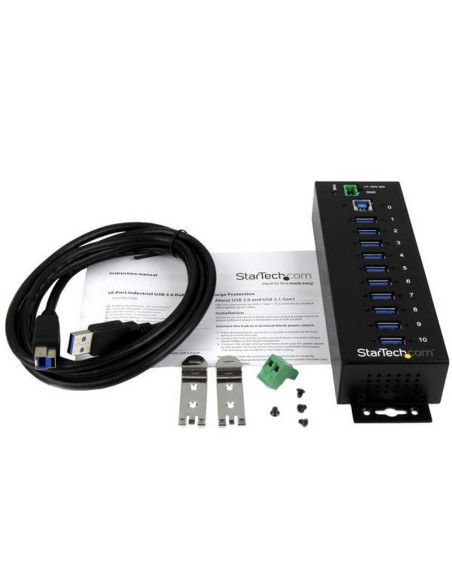 Hub Industrial Startech de 10 Puertos USB 3.0 con Protección Antiestática y Picos de 350W